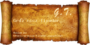 Gránicz Tivadar névjegykártya